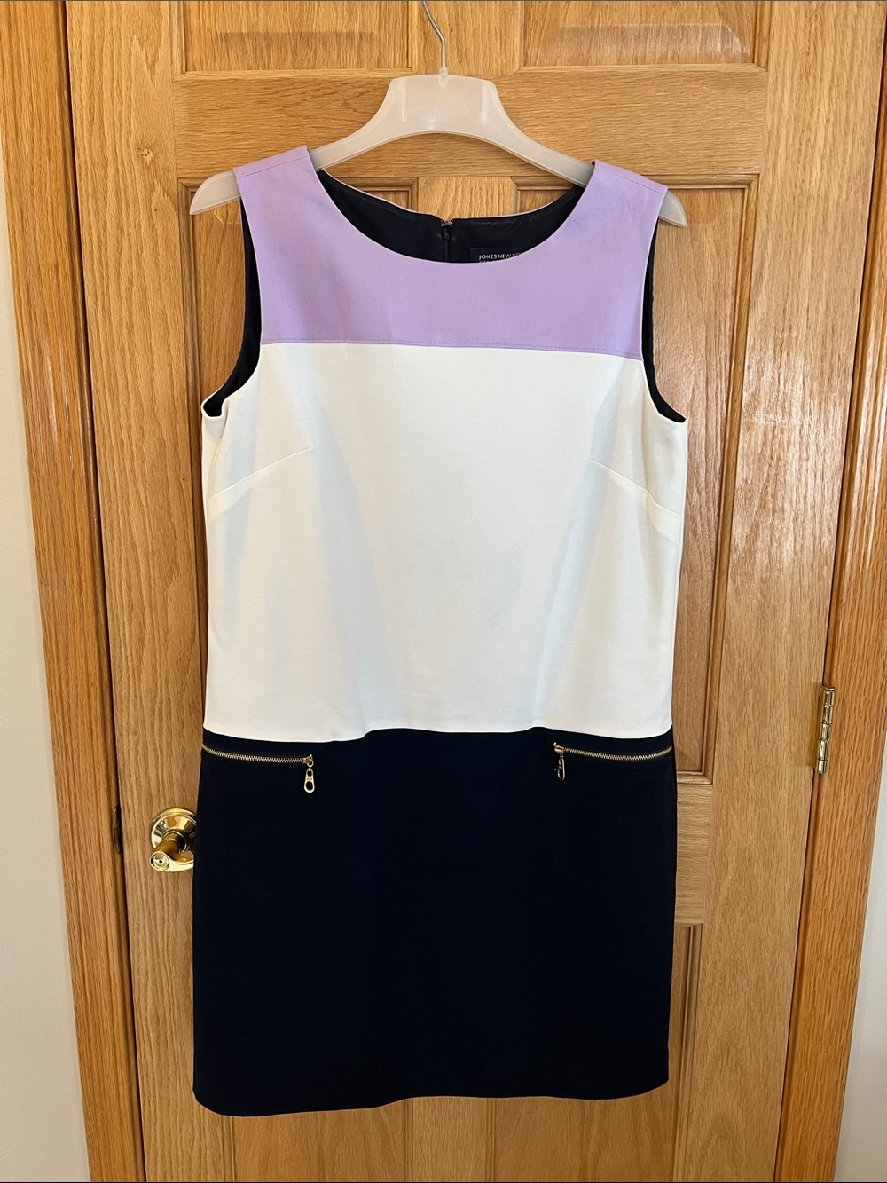 Jones New York - Lavender, White & Navy Colorblock Sleeveless Shift Dress